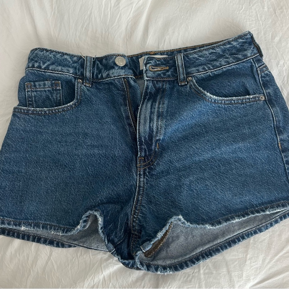 PacSun Dark Blue High-Waist Denim Shorts